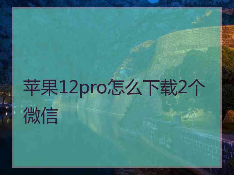 苹果12pro怎么下载2个微信