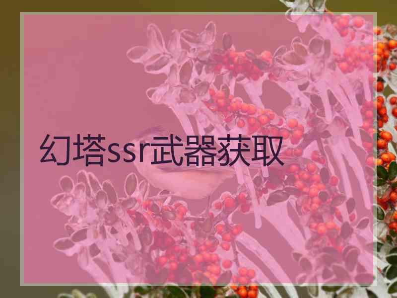 幻塔ssr武器获取