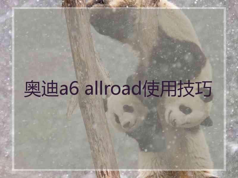 奥迪a6 allroad使用技巧