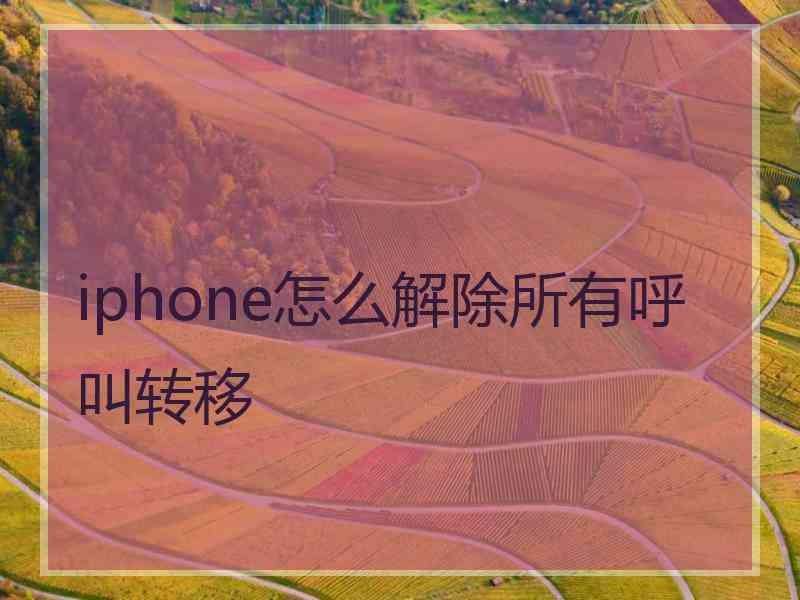 iphone怎么解除所有呼叫转移