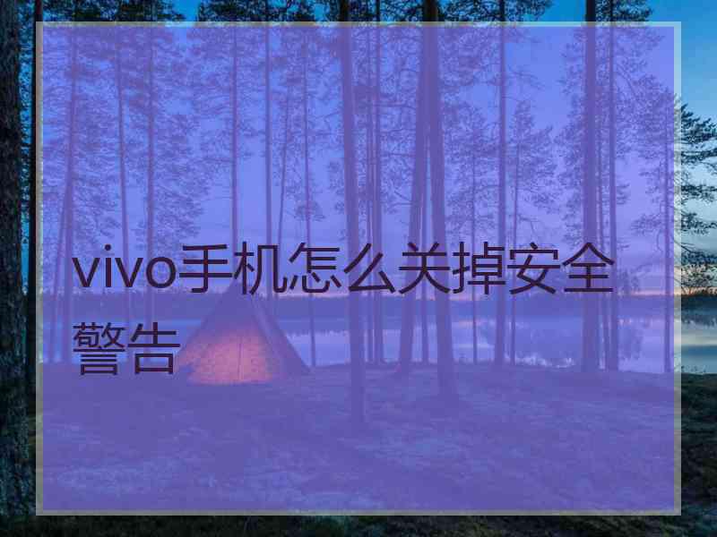 vivo手机怎么关掉安全警告