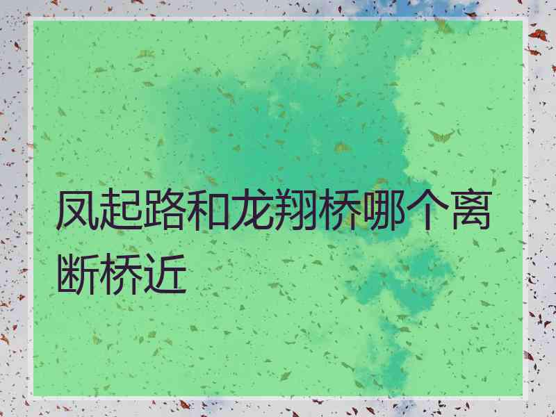 凤起路和龙翔桥哪个离断桥近