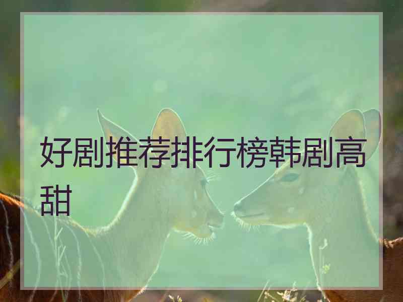 好剧推荐排行榜韩剧高甜