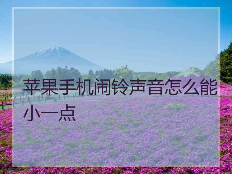 苹果手机闹铃声音怎么能小一点