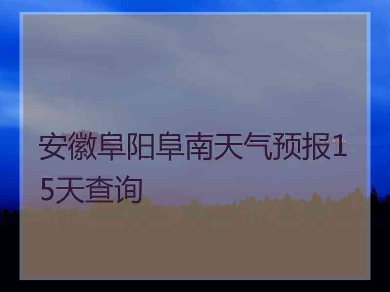 安徽阜阳阜南天气预报15天查询