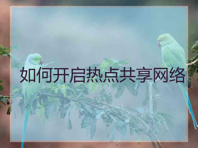 如何开启热点共享网络