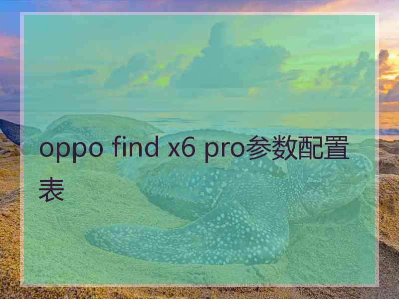 oppo find x6 pro参数配置表