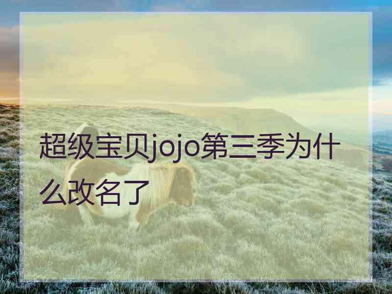 超级宝贝jojo第三季为什么改名了