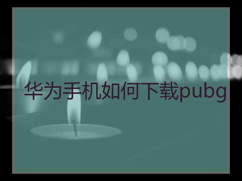 华为手机如何下载pubg