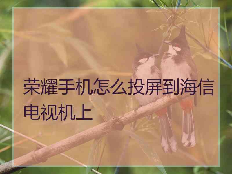 荣耀手机怎么投屏到海信电视机上