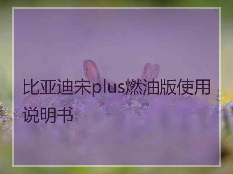 比亚迪宋plus燃油版使用说明书