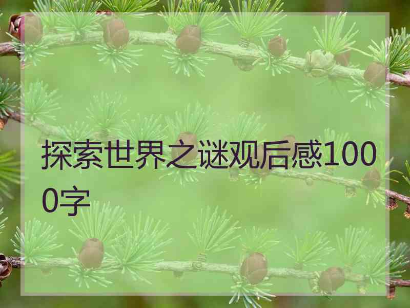 探索世界之谜观后感1000字