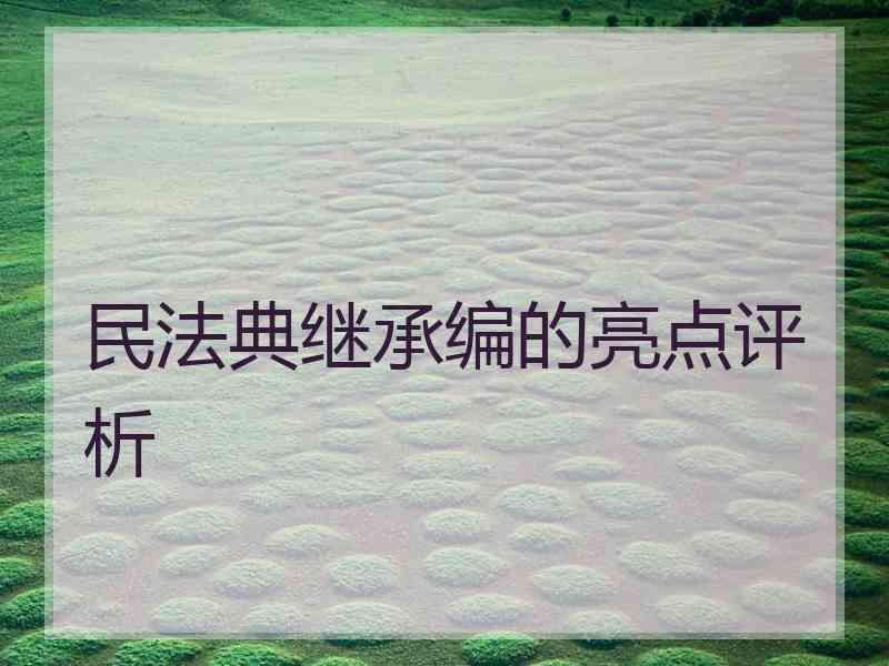 民法典继承编的亮点评析