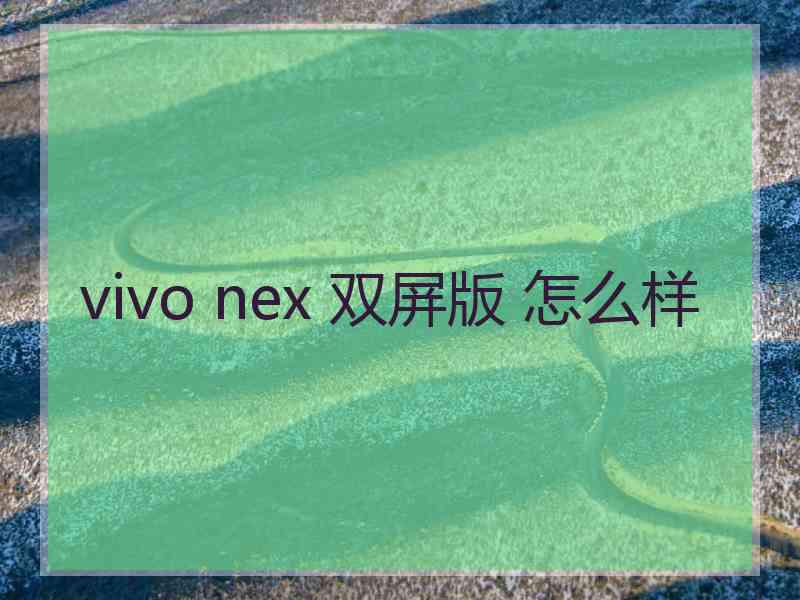 vivo nex 双屏版 怎么样