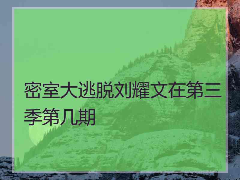 密室大逃脱刘耀文在第三季第几期