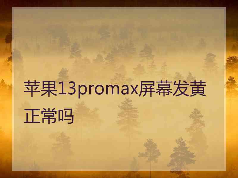 苹果13promax屏幕发黄正常吗