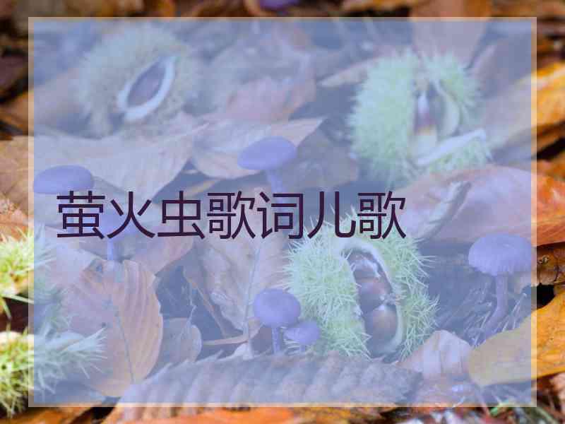 萤火虫歌词儿歌