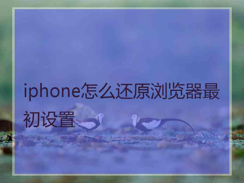 iphone怎么还原浏览器最初设置