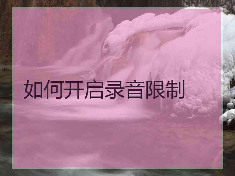 如何开启录音限制