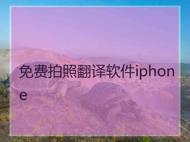 免费拍照翻译软件iphone
