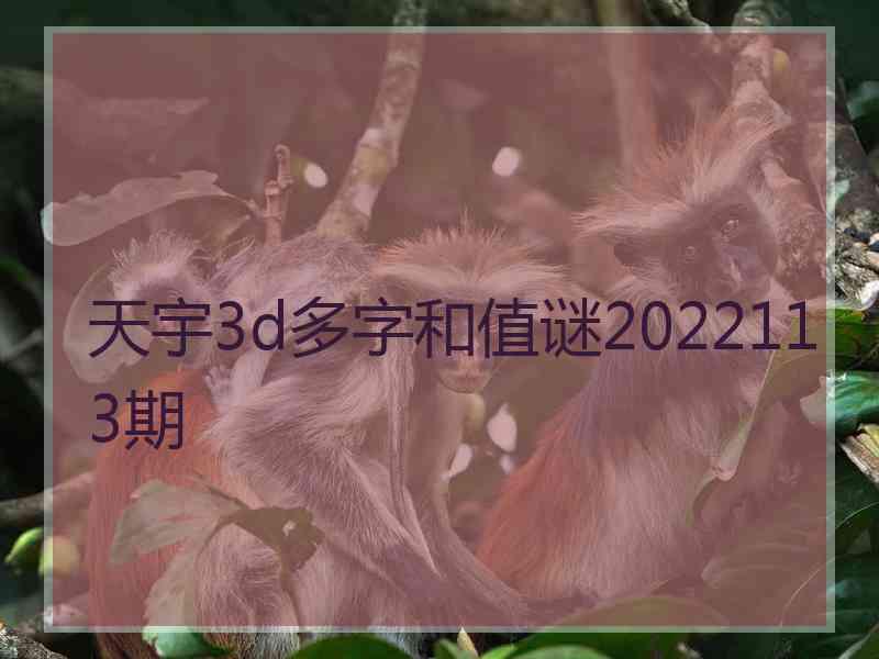 天宇3d多字和值谜2022113期