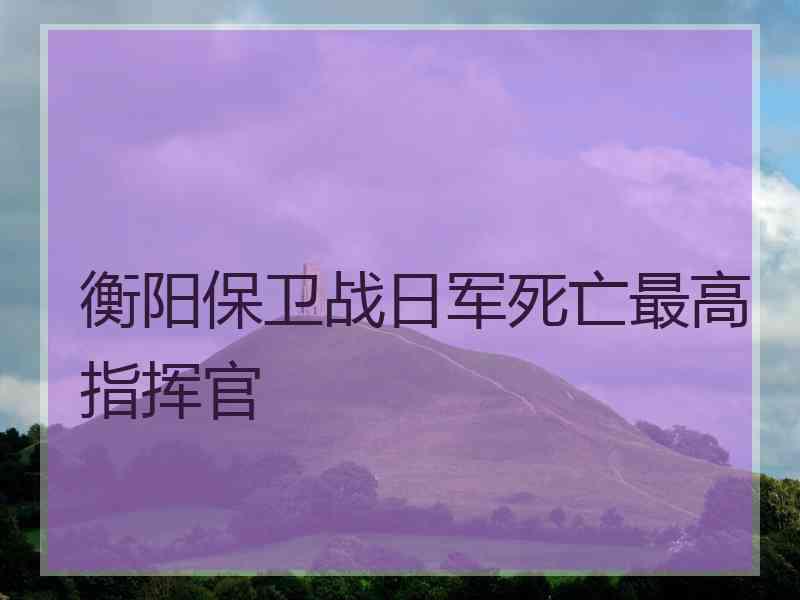 衡阳保卫战日军死亡最高指挥官