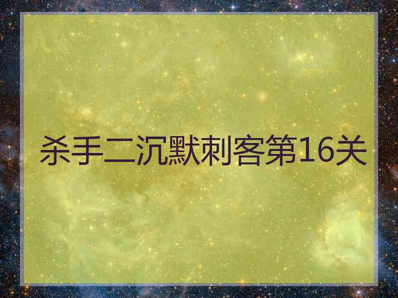 杀手二沉默刺客第16关