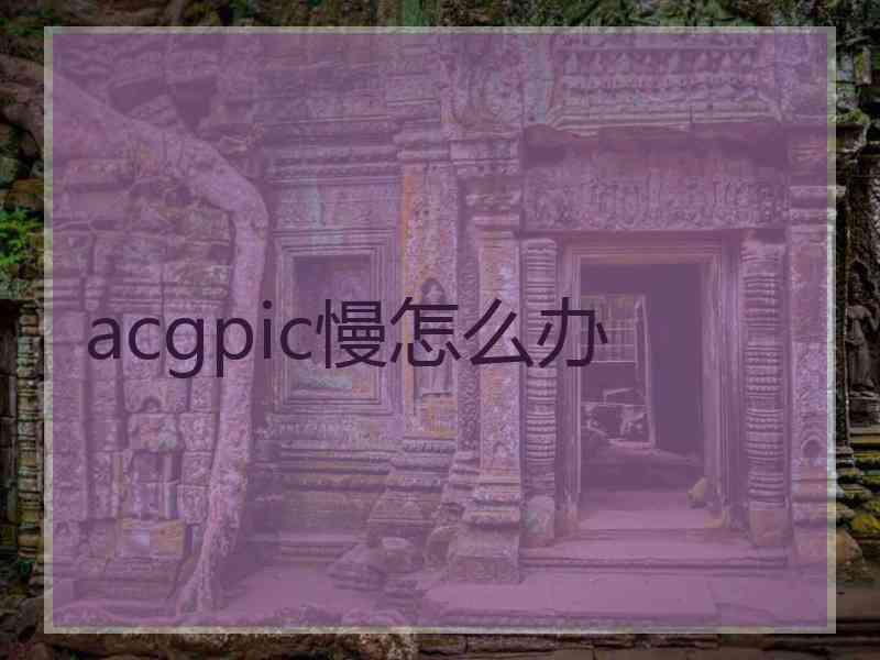 acgpic慢怎么办