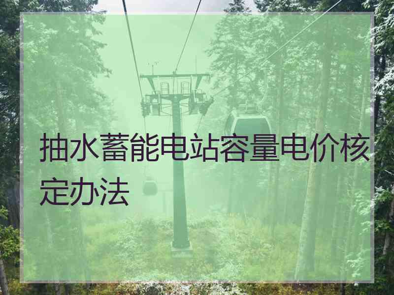 抽水蓄能电站容量电价核定办法