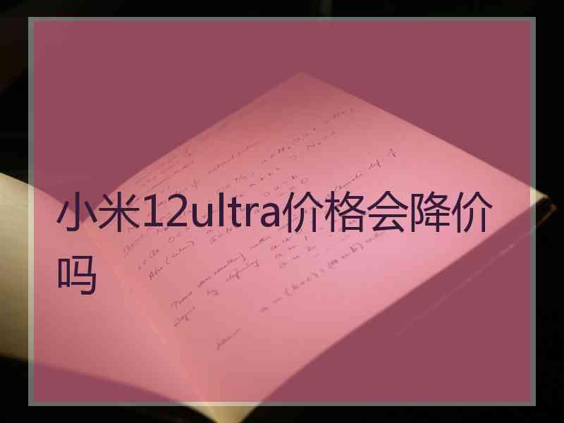 小米12ultra价格会降价吗