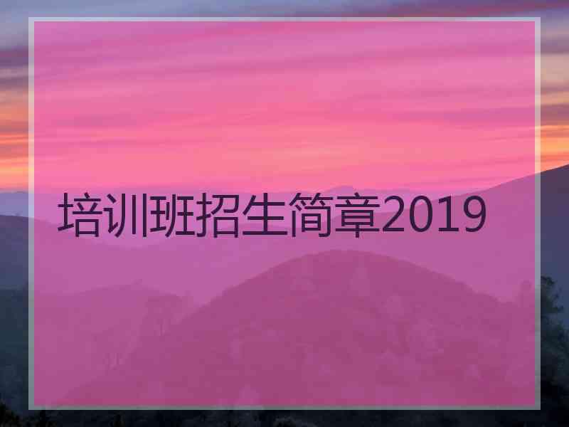 培训班招生简章2019