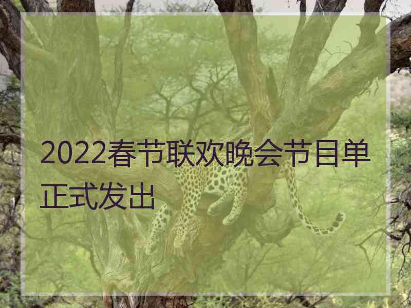 2022春节联欢晚会节目单正式发出