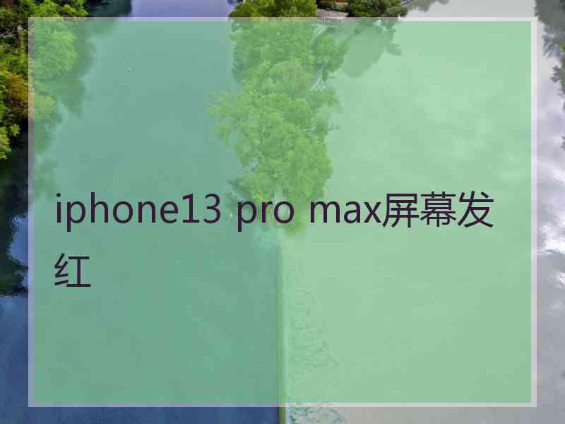 iphone13 pro max屏幕发红