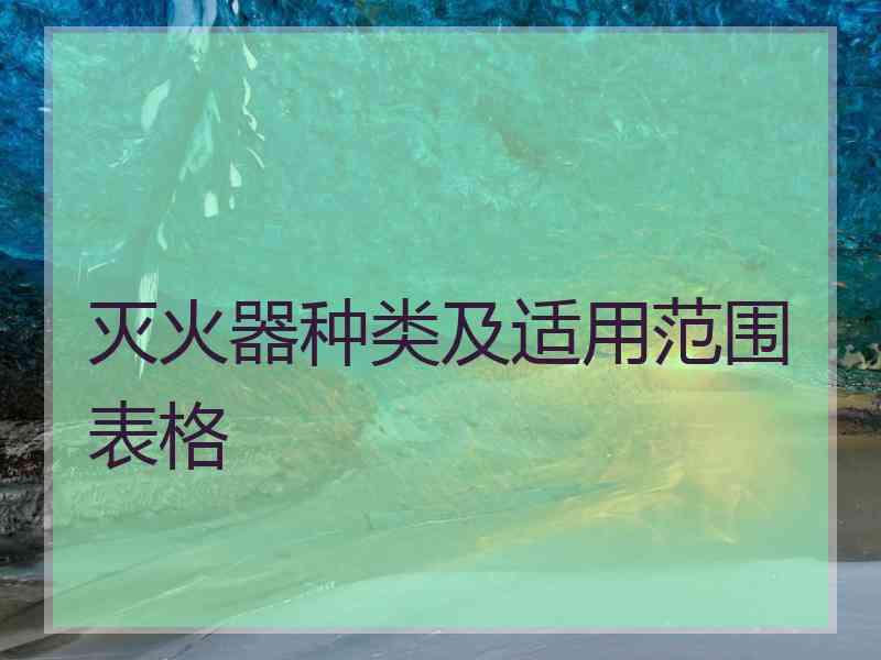 灭火器种类及适用范围表格