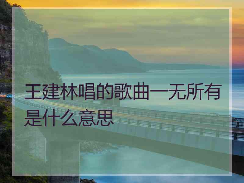 王建林唱的歌曲一无所有是什么意思