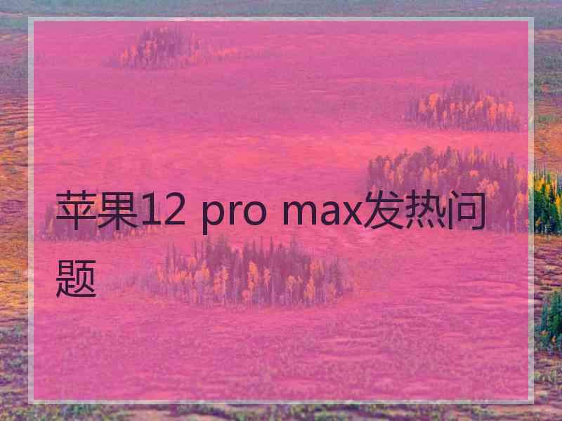 苹果12 pro max发热问题