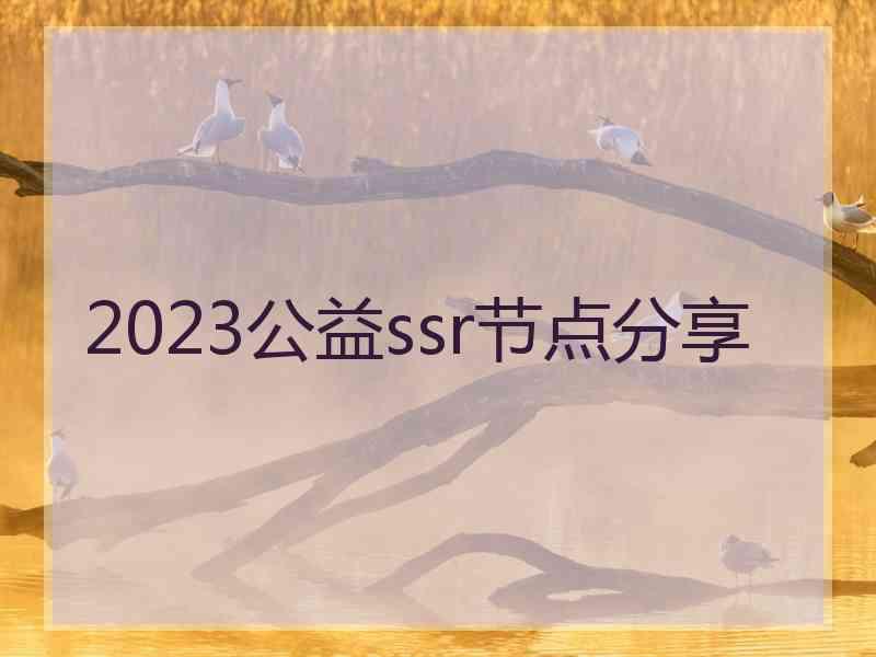 2023公益ssr节点分享