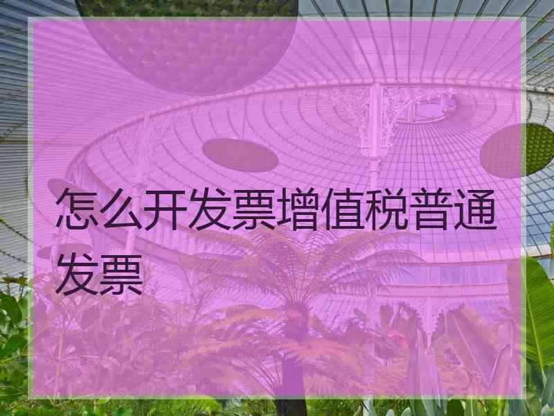 怎么开发票增值税普通发票