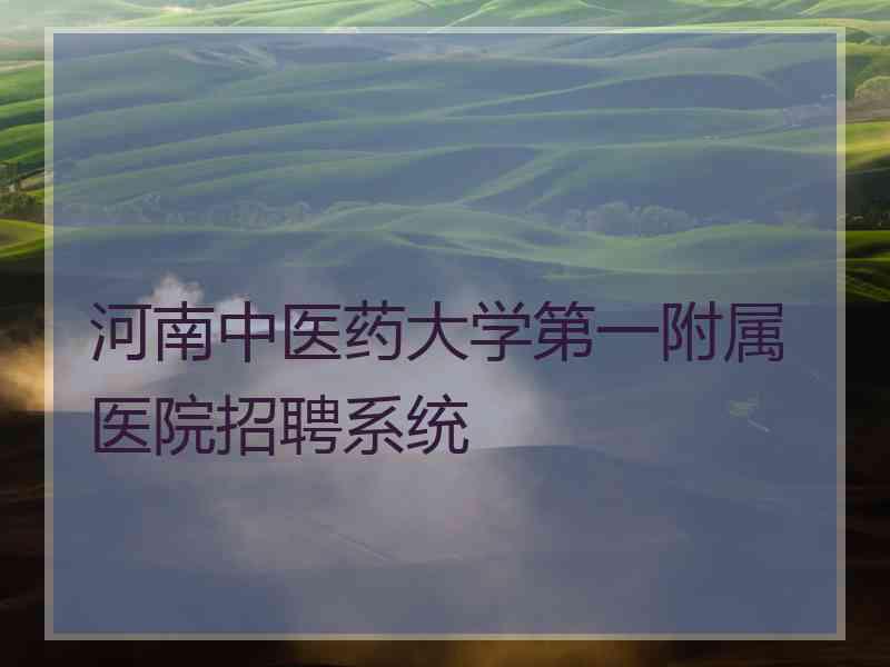 河南中医药大学第一附属医院招聘系统