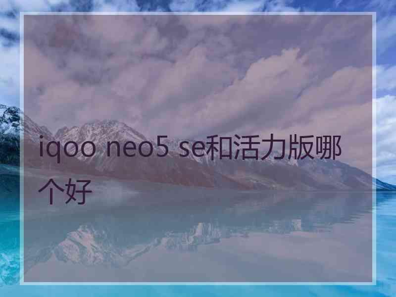 iqoo neo5 se和活力版哪个好