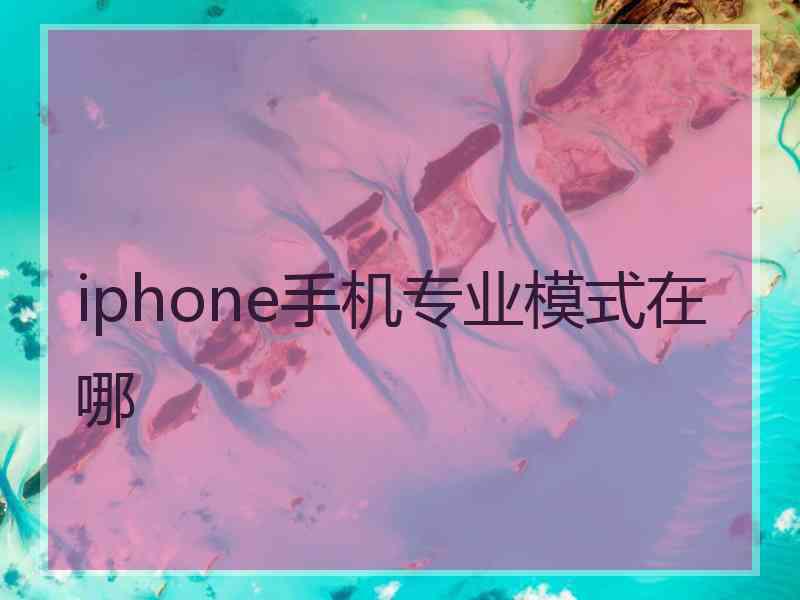 iphone手机专业模式在哪