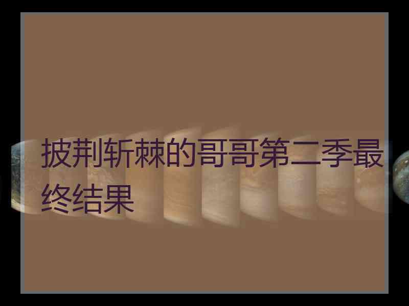 披荆斩棘的哥哥第二季最终结果