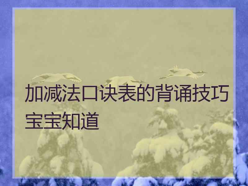 加减法口诀表的背诵技巧宝宝知道