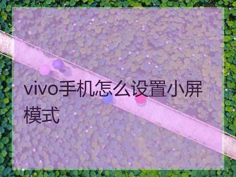 vivo手机怎么设置小屏模式