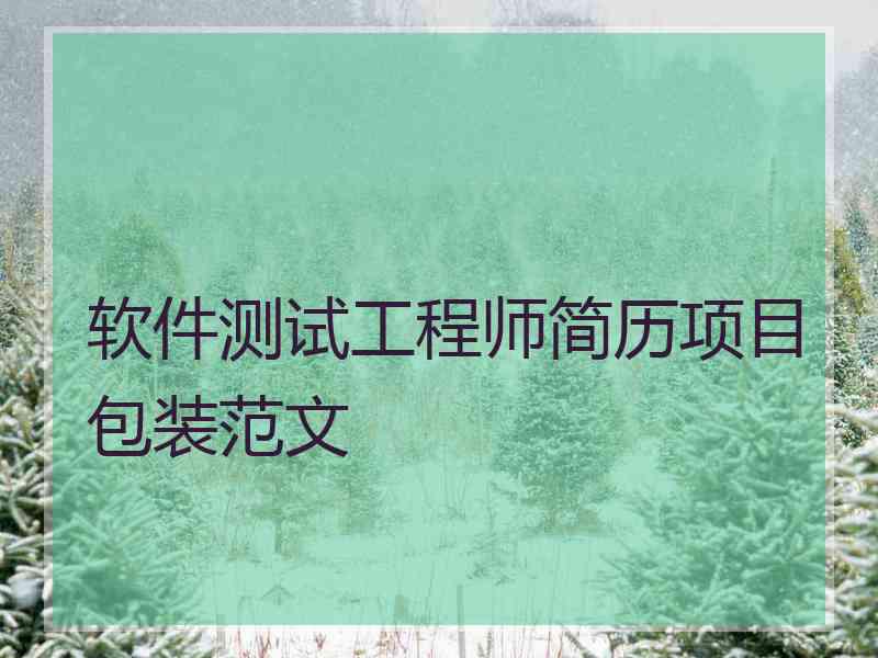 软件测试工程师简历项目包装范文