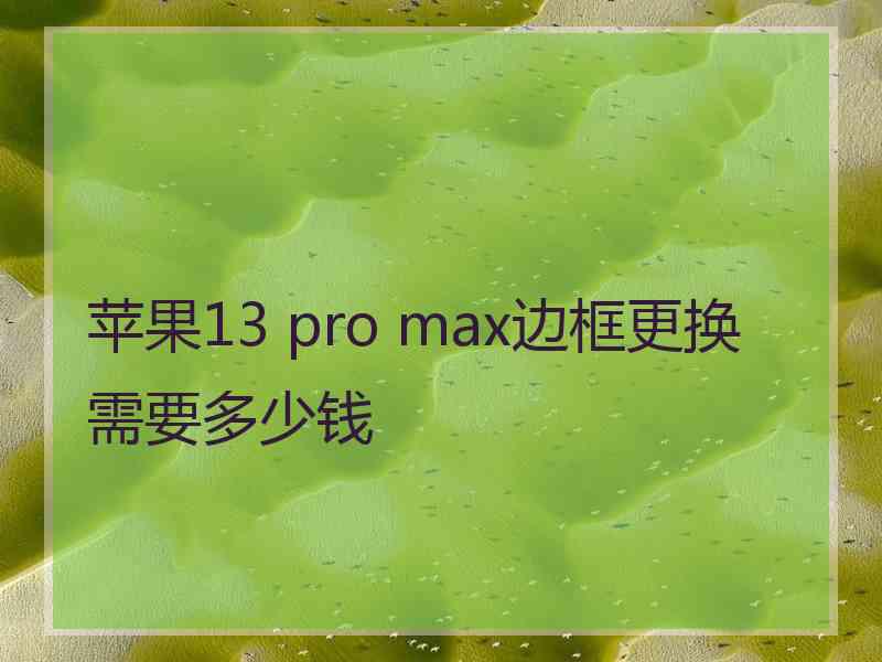 苹果13 pro max边框更换需要多少钱