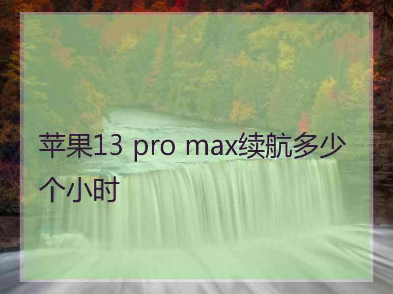 苹果13 pro max续航多少个小时