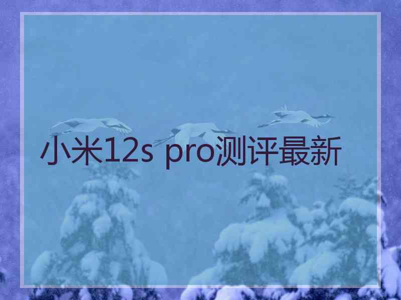 小米12s pro测评最新