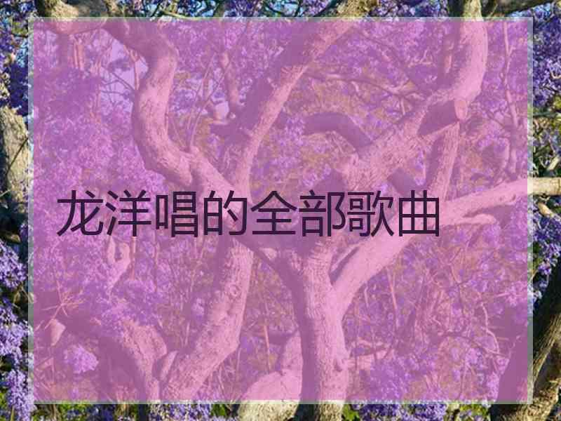 龙洋唱的全部歌曲