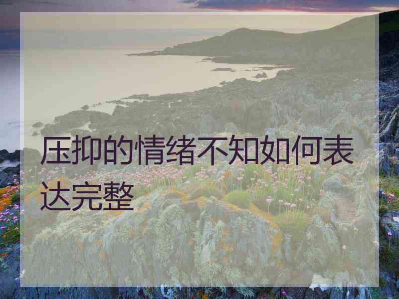 压抑的情绪不知如何表达完整